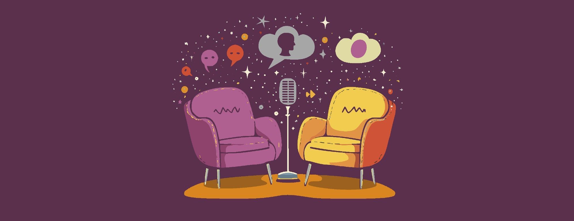 Der Podcast der Psychiatrie lädt immer einen Gast ein. Die beiden nehmen auf dem Sofa Platz. 